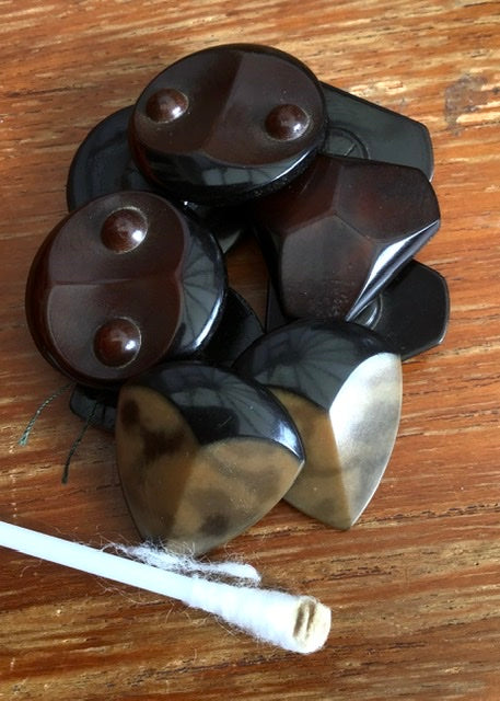 3 Sets of 3 1940s Vintage Brown Bakelite Buttons
