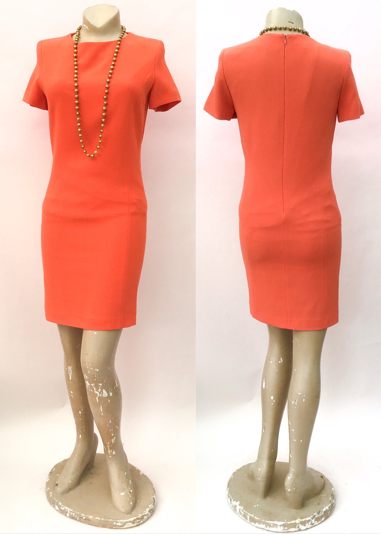 1990s Orange Short Sleeve Wiggle Shift Dress by George Rech for Synonyme