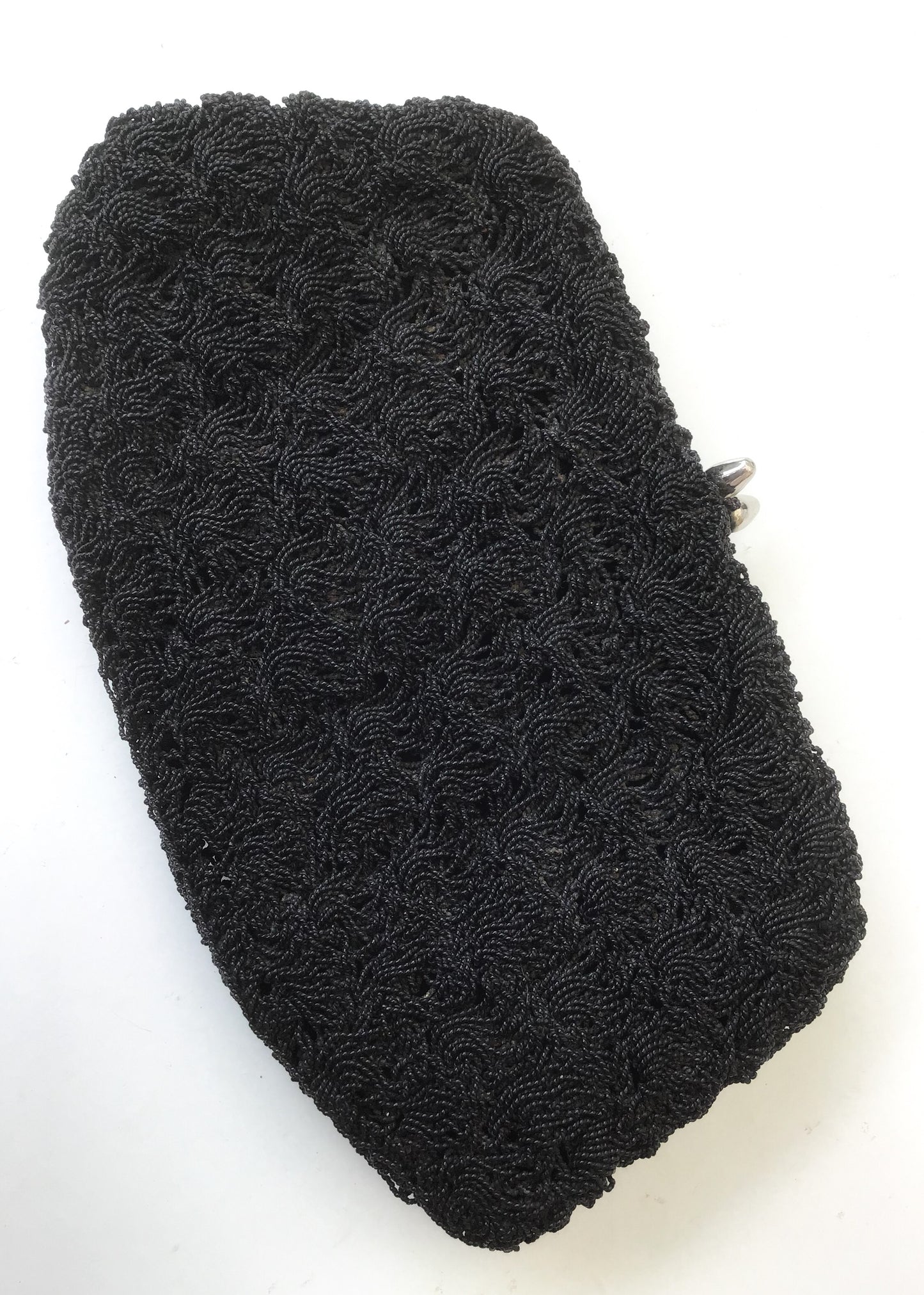 1940s Vintage Black Crochet Evening Clutch Purse