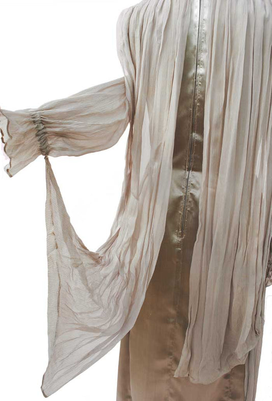 1950s Vintage Silver Evening Dress with Wings • Spirit of Ecstasy • Georgette Wings