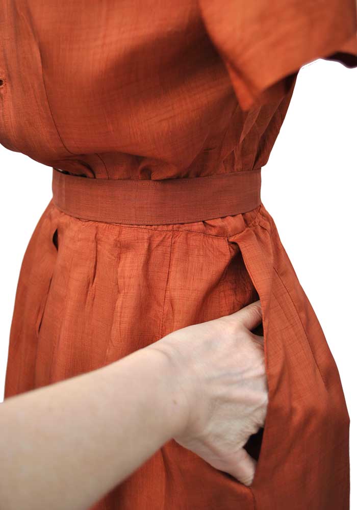 1940s Vintage Copper Silk Shirtwaister Dress • Summer Tea Dress