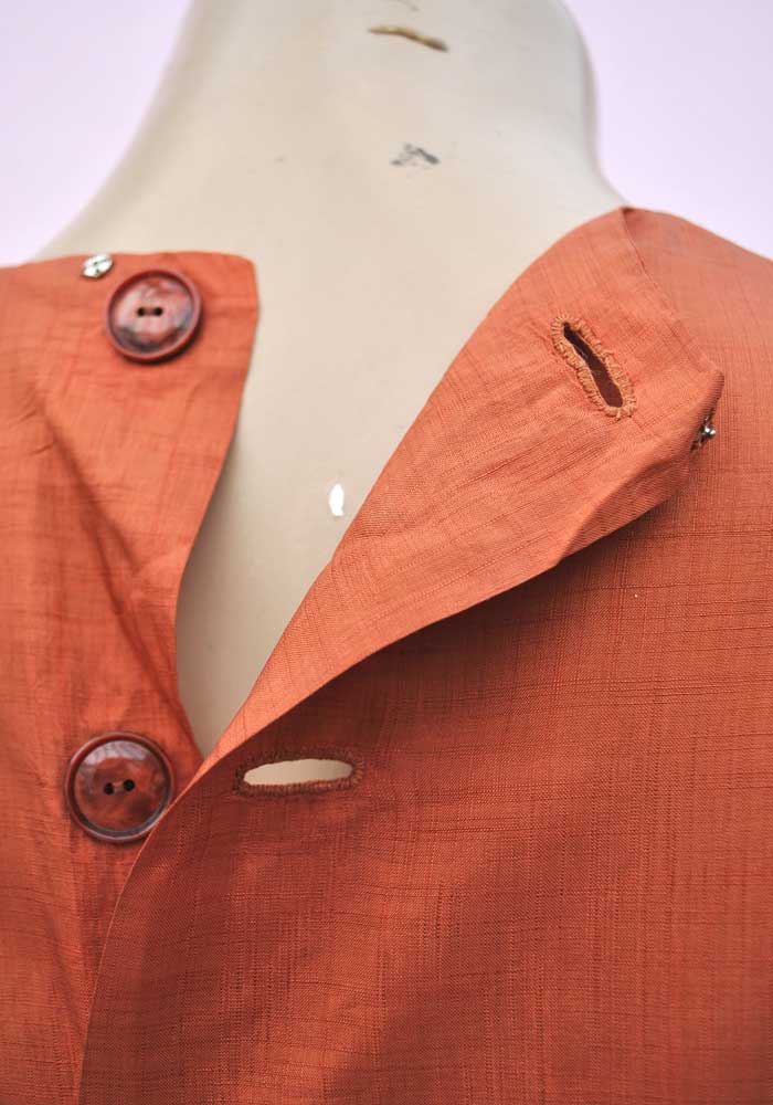 1940s Vintage Copper Silk Shirtwaister Dress • Summer Tea Dress