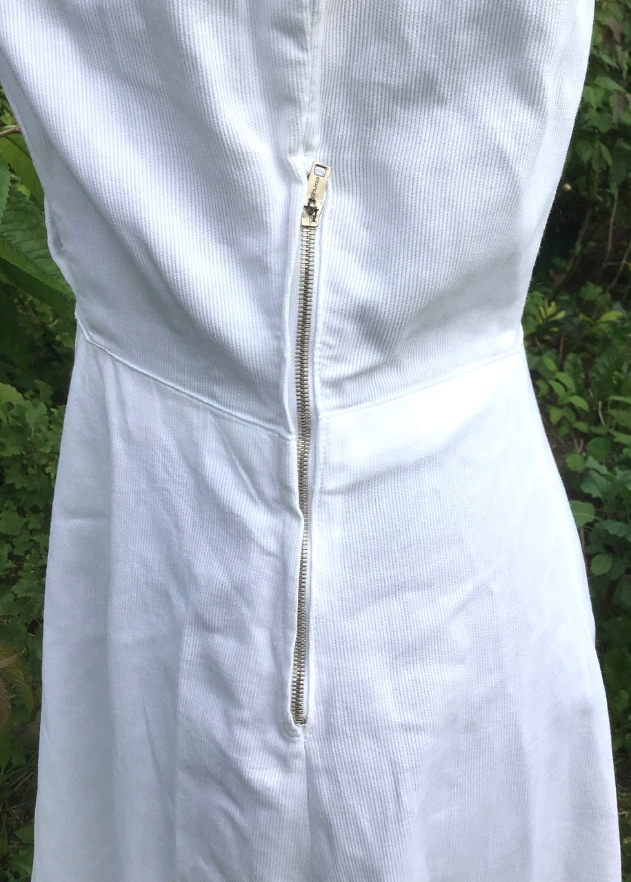 1940s Vintage White Ribbed Pique Tennis Dress
