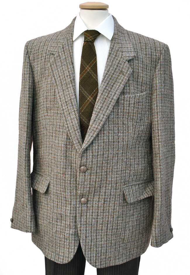 Vintage Grey Harris Tweed Sports Jacket • Dunn & Co • 46R – Top
