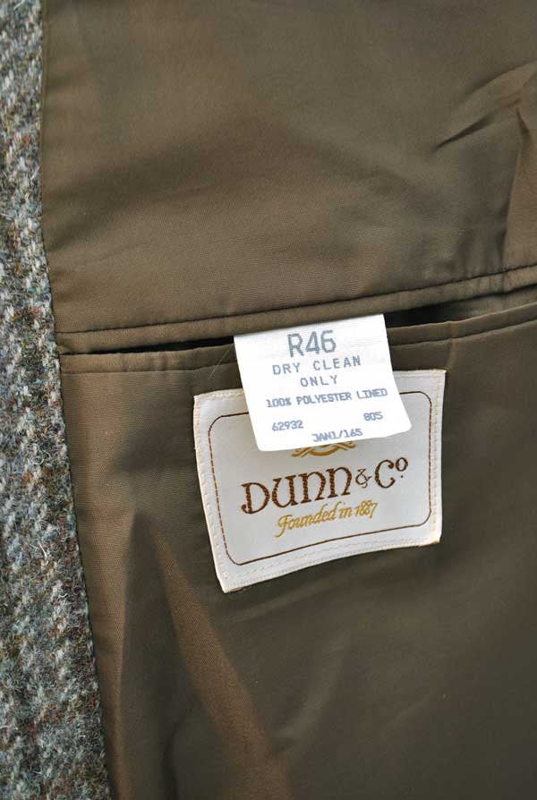 Vintage Beige Grey Harris Tweed Sports Jacket • Dunn & Co • 46R