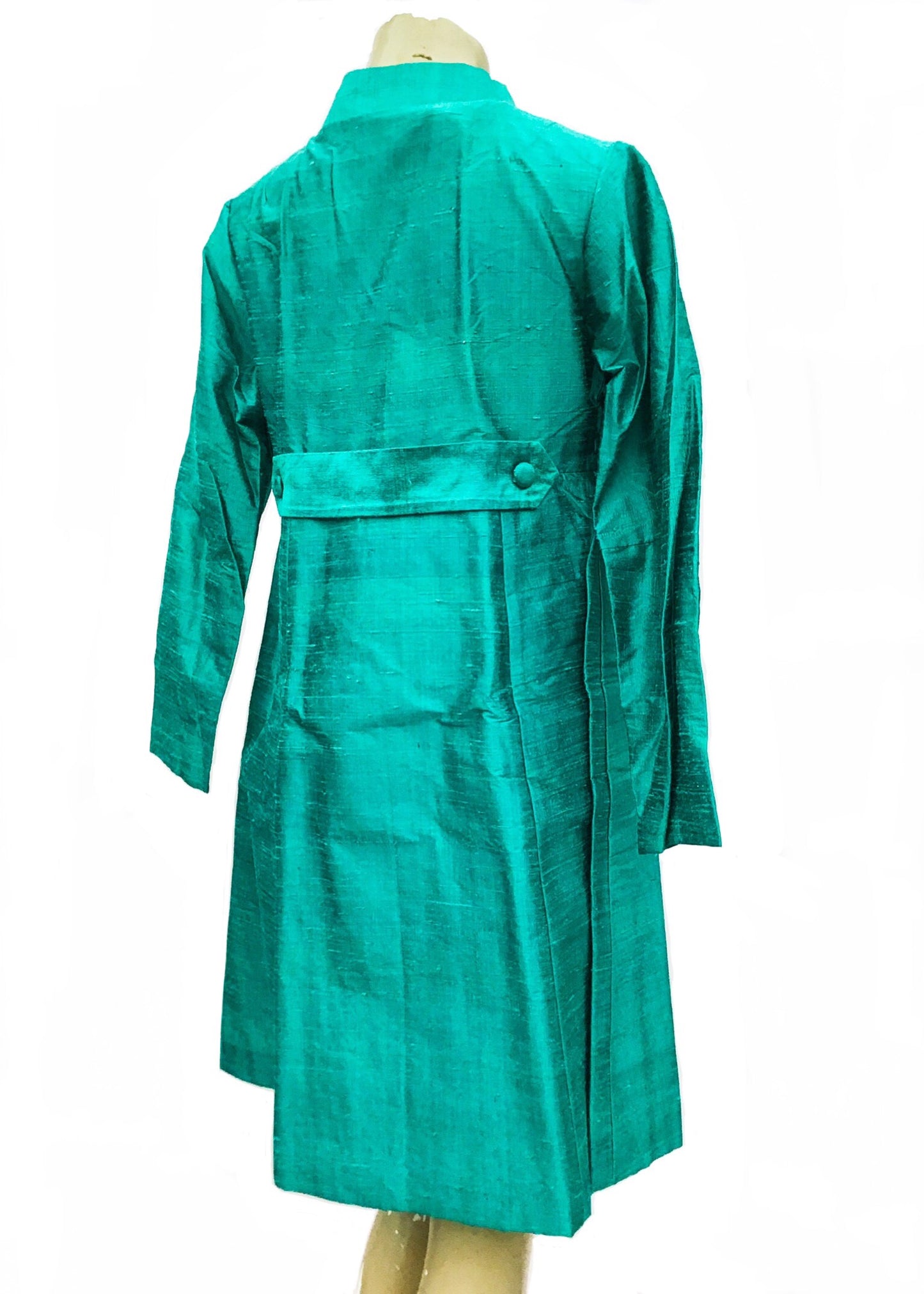 1960s Vintage Turquoise Shangtung Raw Silk Cocktail Coat