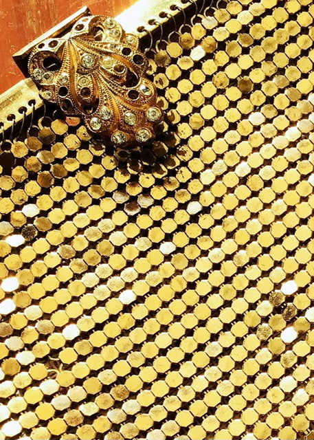 1950s Vintage Gold Chain Mail Evening Purse • Snake Chain Handle