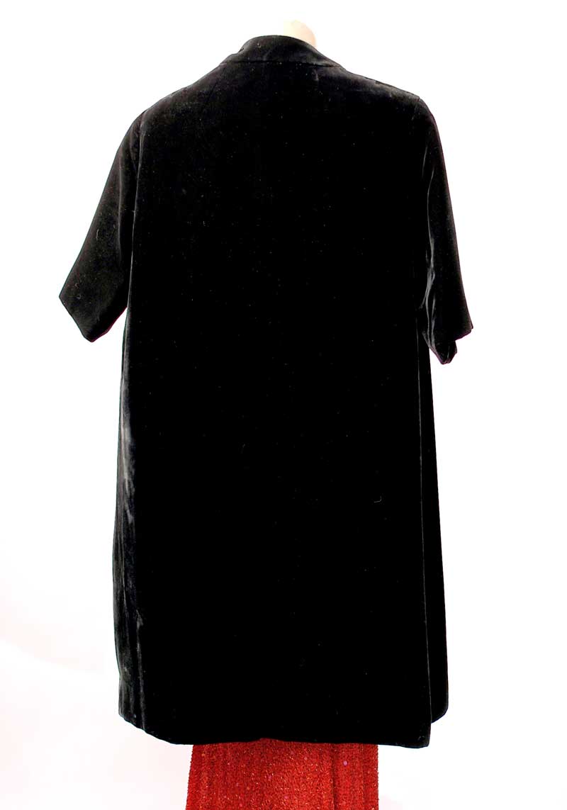 1950s Black Velvet Opera Duster Coat • Swing Coat