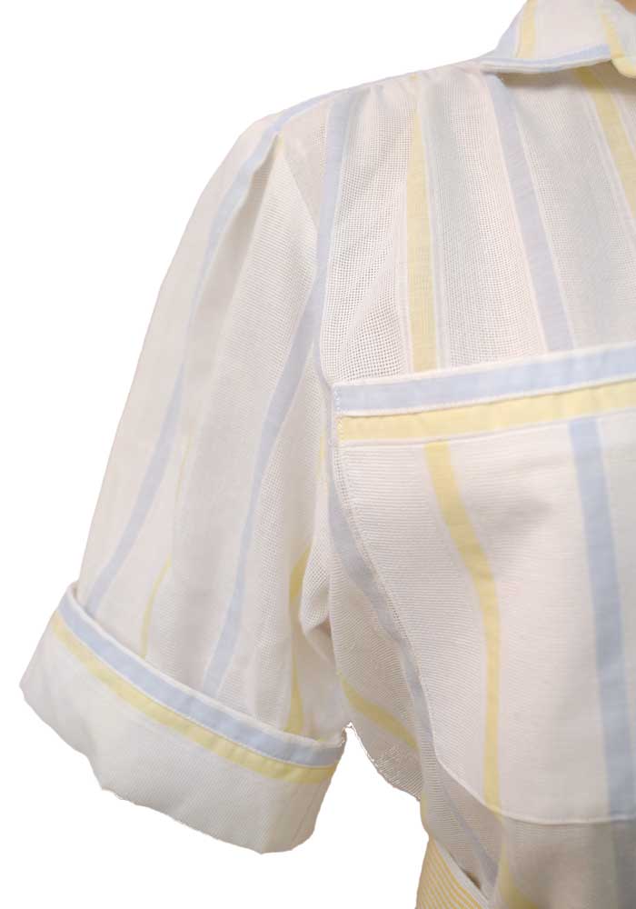 1970s Vintage White Pastel Stripes Shirt-waister • Summer Tea Dress