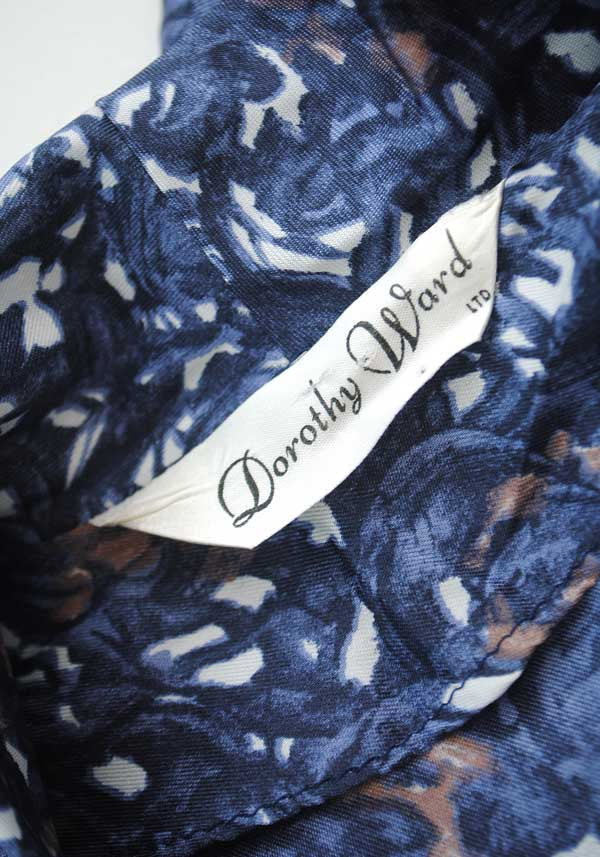 Vintage 1950s Blue Rayon Shirt-waister • Pussy Bow • Tea Dress