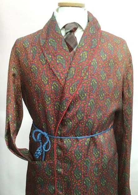 1960s Red Paisley Robe Dressing Gown