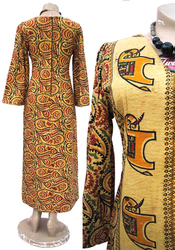 hand block printed paisley print and elephants