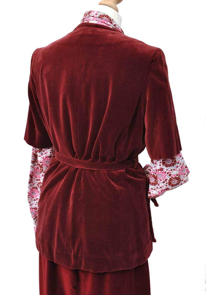 1970s Vintage Burgundy Velvet Jacket • Matching Pink Floral Blouse