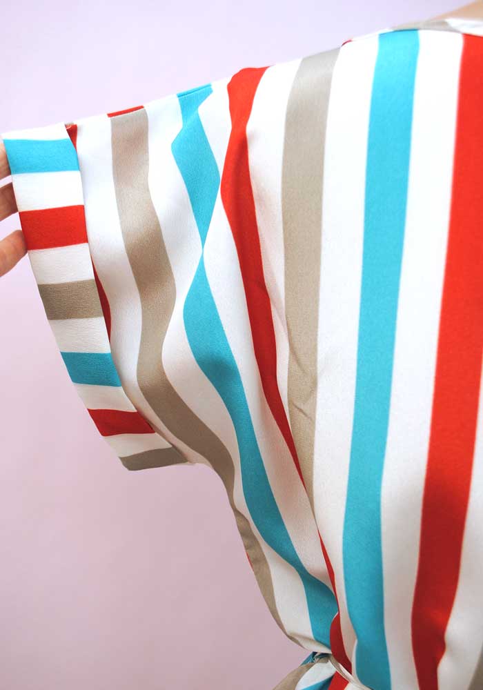 1980s Vintage Candy Stripe Summer Skirt Set • Silky Stripes Turquoise Red Grey White