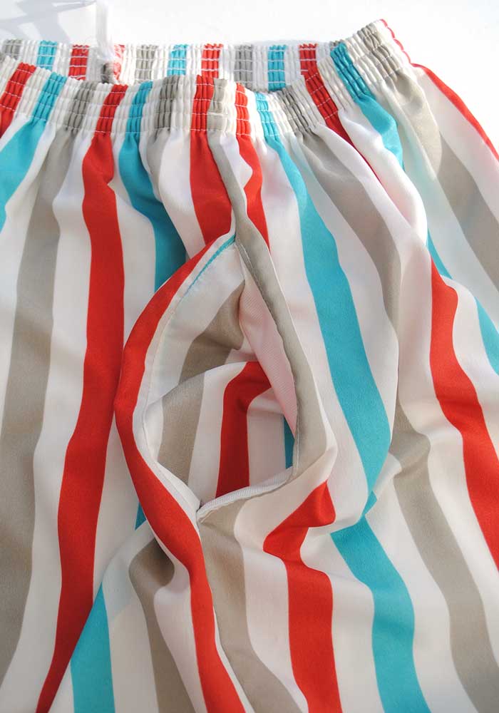 1980s Vintage Candy Stripe Summer Skirt Set • Silky Stripes Turquoise Red Grey White