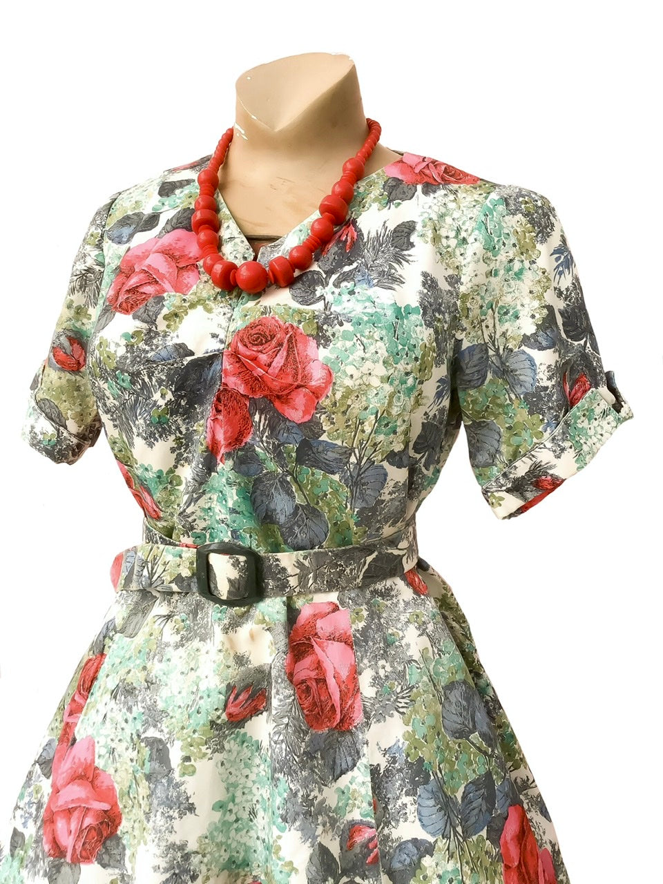 1950s Cotton Fit and Flare Floral Summer Dress