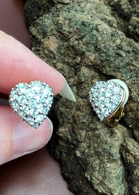 Swarovski Crystal Heart Shaped Clip On Earrings.