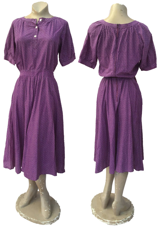 Vintage 70s Laura Ashley Welsh Label Purple Cotton Dress