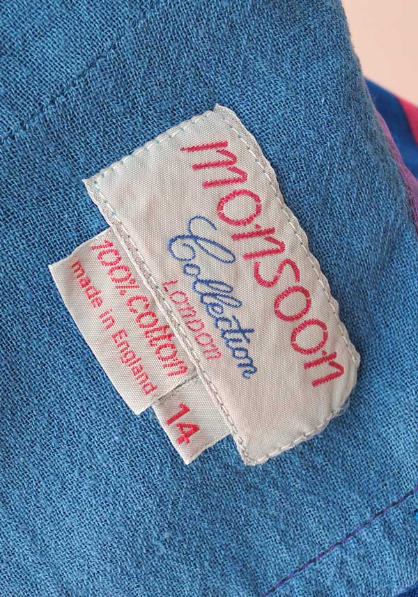 1980s Vintage Gauze Cotton Turquoise Purple Strappy Sun Dress • Monsoon