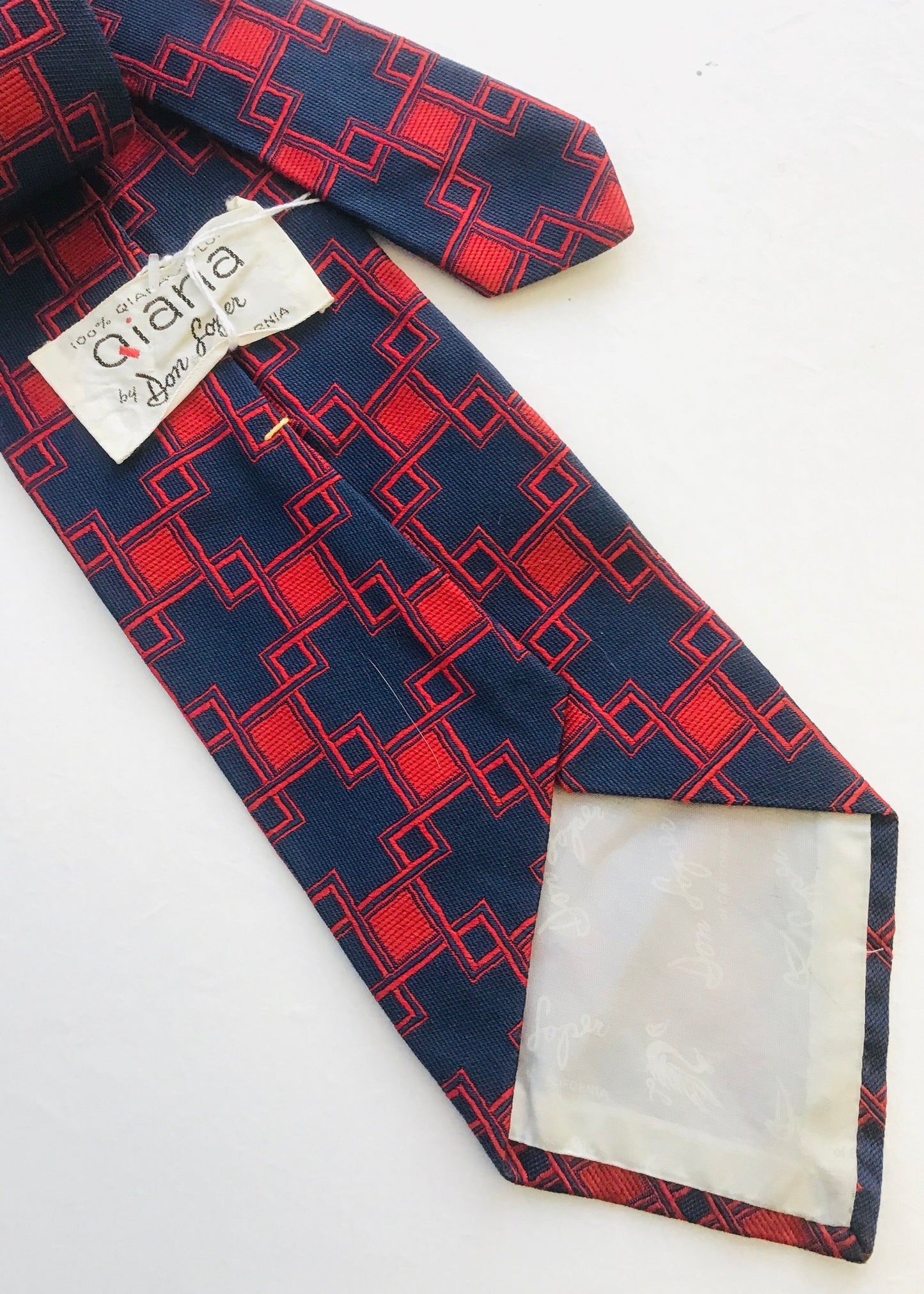 Men's Vintage Blue Geometric Don Loper Neck Tie