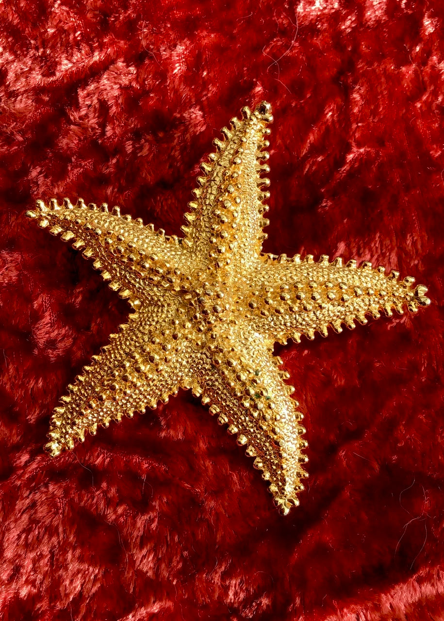 large vintage gold starfish brooch