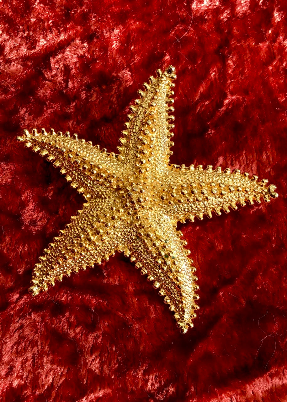 large vintage  gold starfish brooch