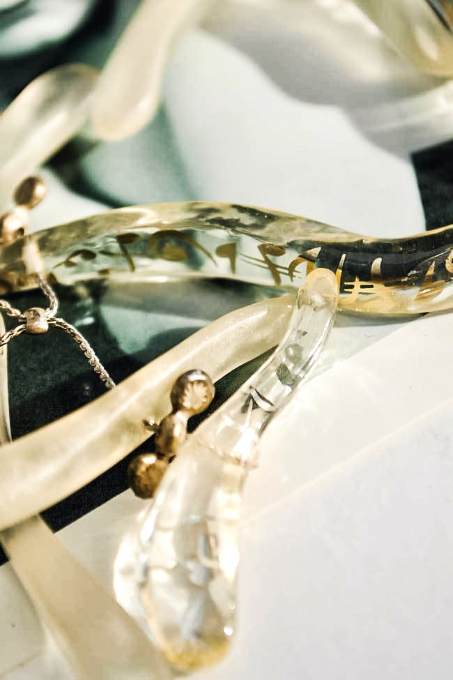 Vintage Artisan Lucite Dangle Earrings • Musical Notes