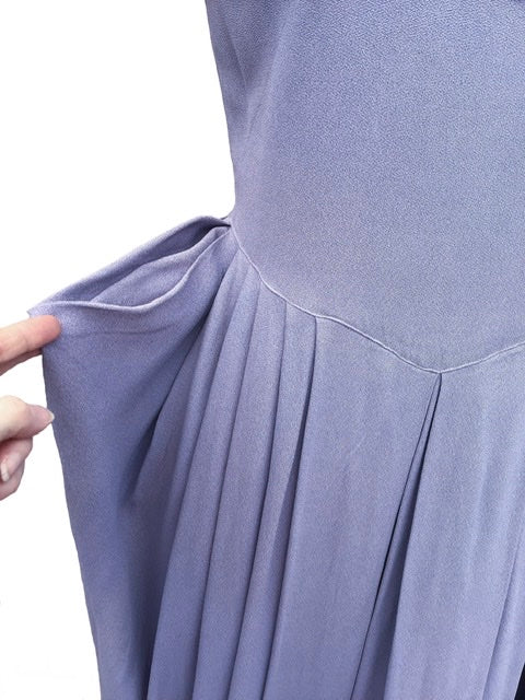 1940s Vintage Lilac Cocktail Dress with Black Bead Decorations