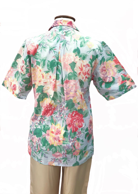 1980s Vintage Mulberry Liberty Cotton Floral Short Sleeve Blouse