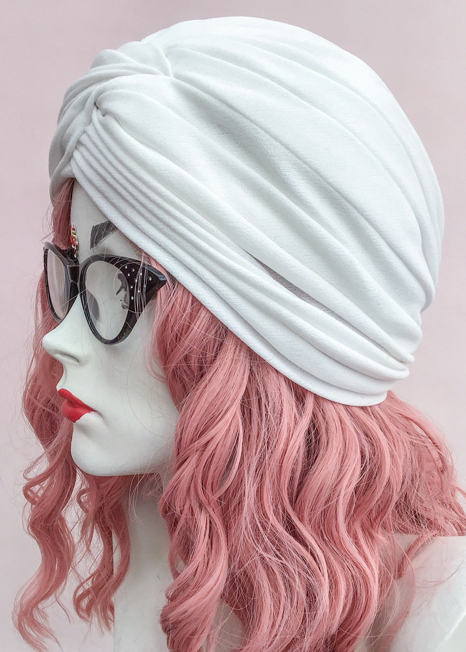 1960s Vintage White Turban Hat | Gina Davies for Edward Mann