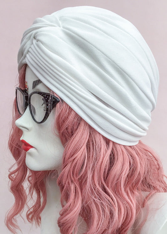 1960s Vintage White Turban Hat | Gina Davies for Edward Mann