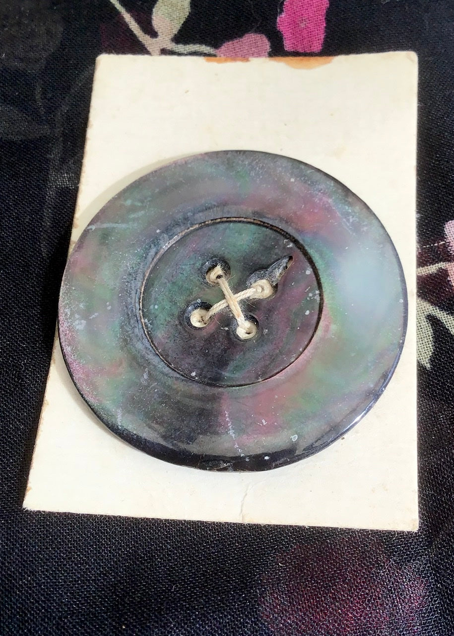 huge antique dark mother of pearl vintage button, perfect for a coat or cloak
