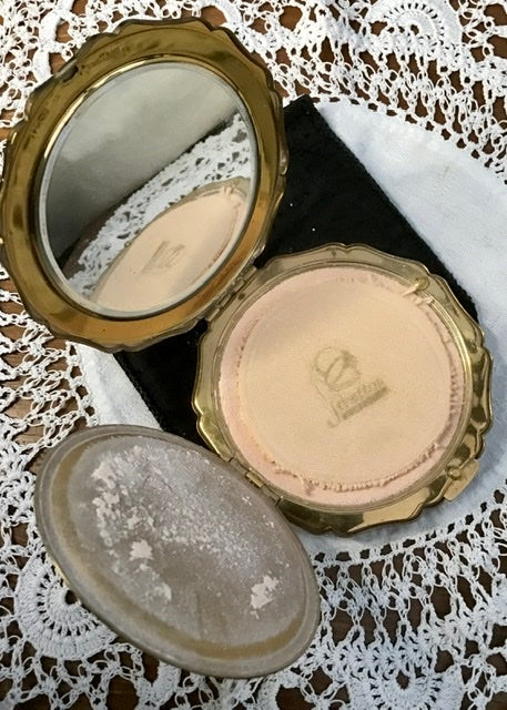 Machine Engraved Brass Vintage Stratton Powder Compact