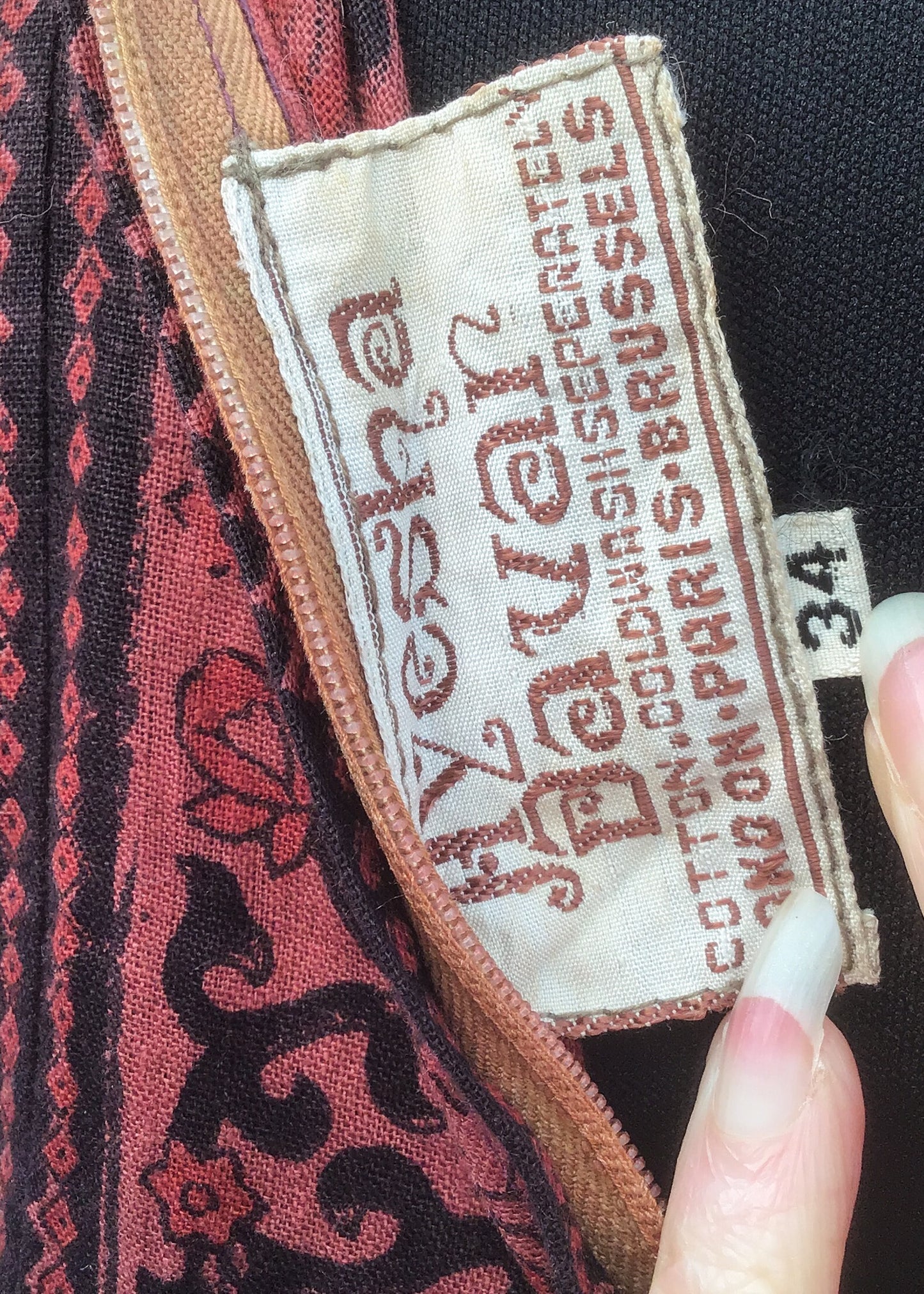 1970s Vintage Block Printed Ayesha Davar Dress
