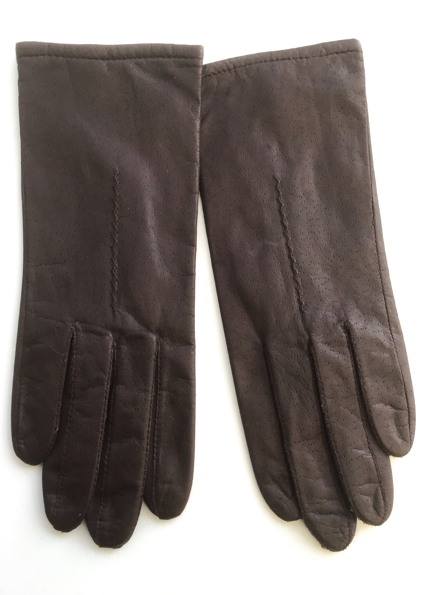 Preloved Unisex Brown Leather Gauntlet Gloves • St Michael • Size L