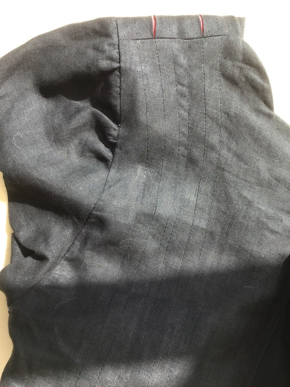 1980s Black & Red Linen Vogue Wiggle Shift Dress