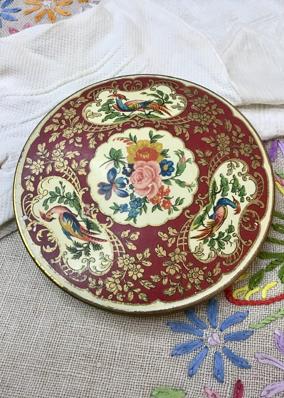 Vintage Pheasant Birds Enamel Stratton Powder Compact