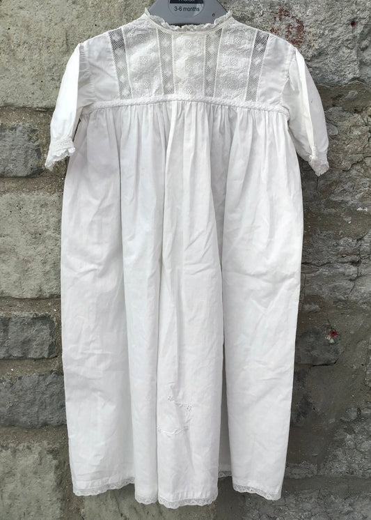 Vintage Baby Christening Gown with Embroidered Detail