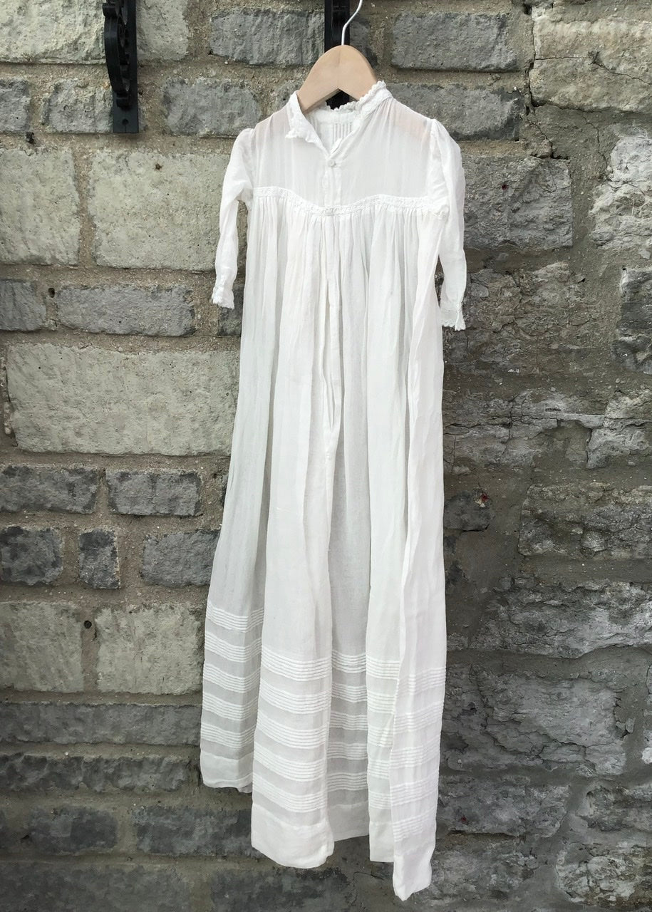 Vintage Baby Christening Gown with Pin Tuck Detail