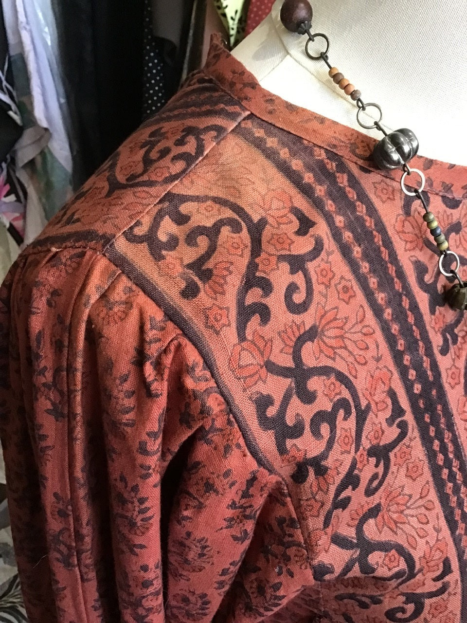 1970s Vintage Block Printed Ayesha Davar Dress