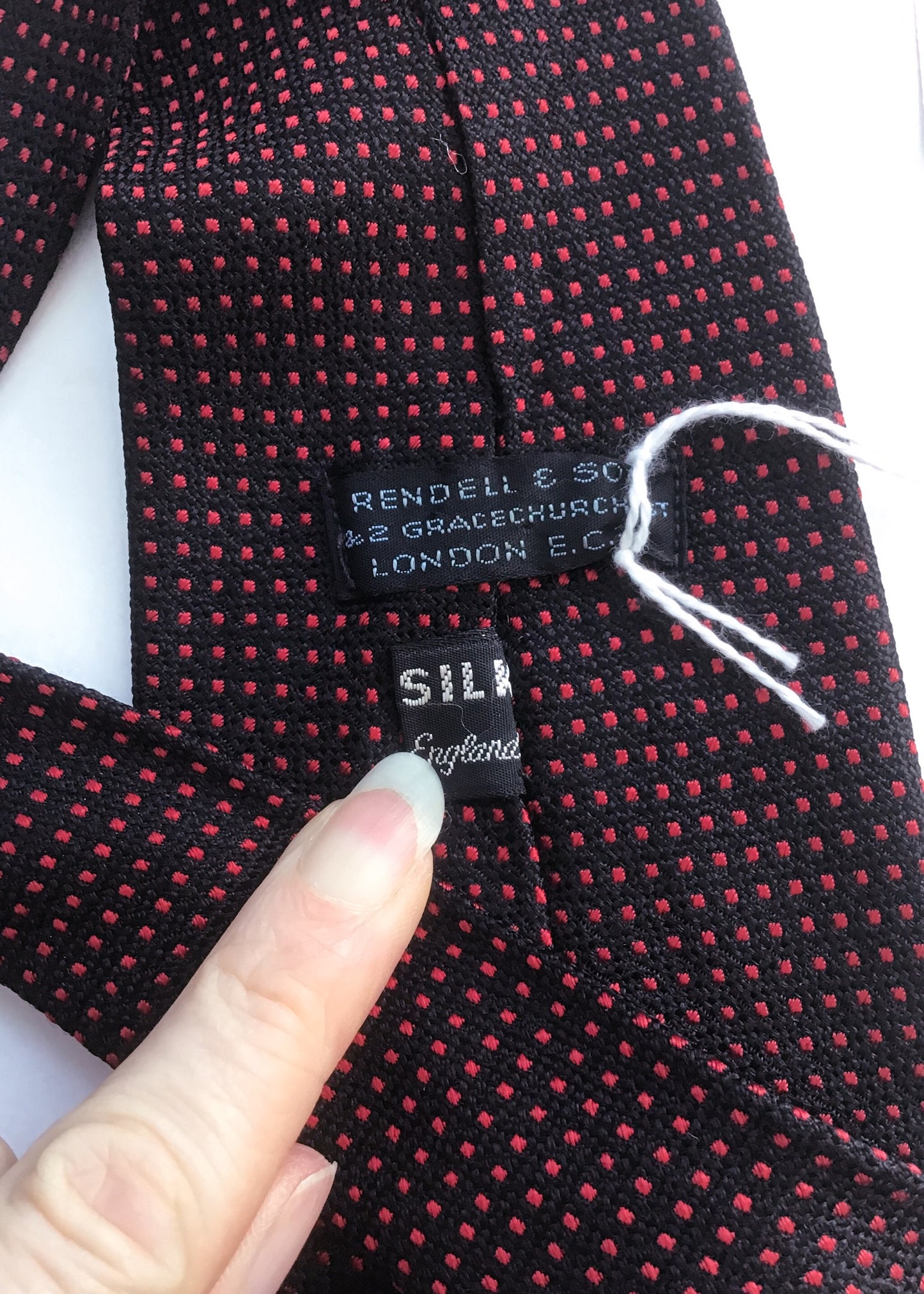 1960s Vintage Blue Red Swiss Dot Silk Neck Tie