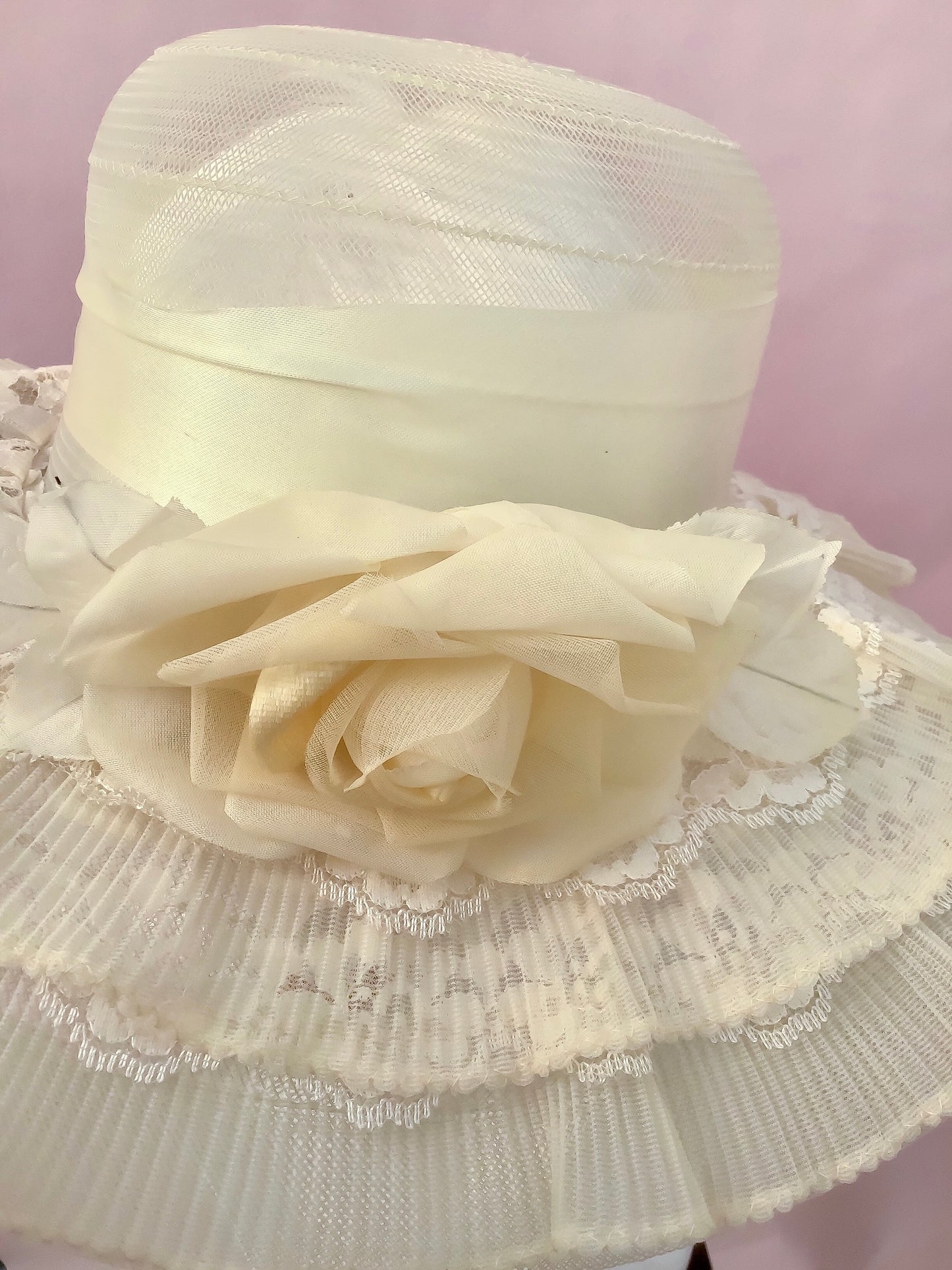 1960s Vintage Primrose Yellow Floppy Summer Hat • with Faux Rose & Ribbon