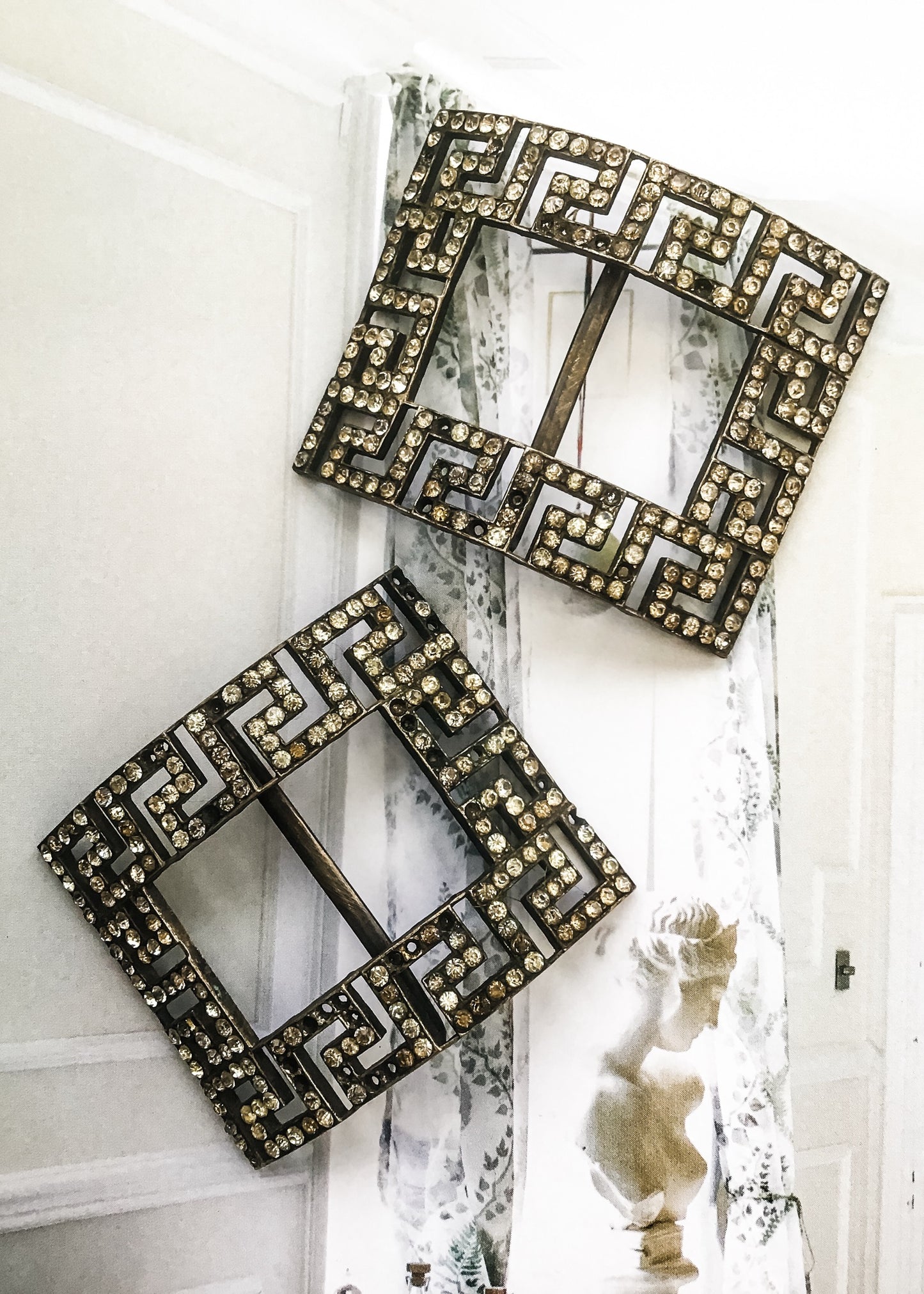 Antique diamonte shoe buckles from the early 1900s