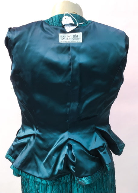 1990s Turquoise Quilted Skirt Suit by Hardie Amies
