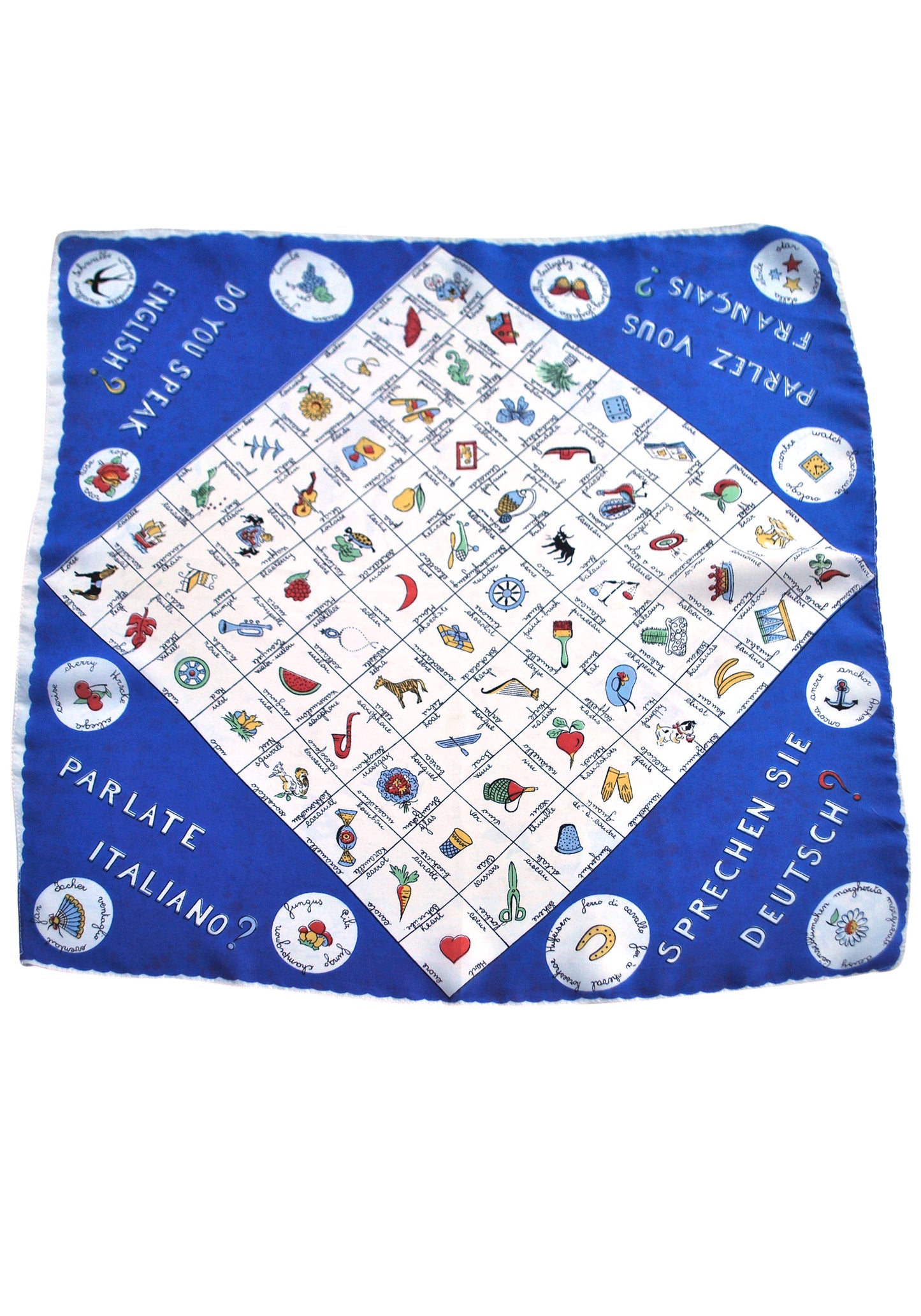 Vintage 50s Novelty Language Silk Scarf • Do You Speak English