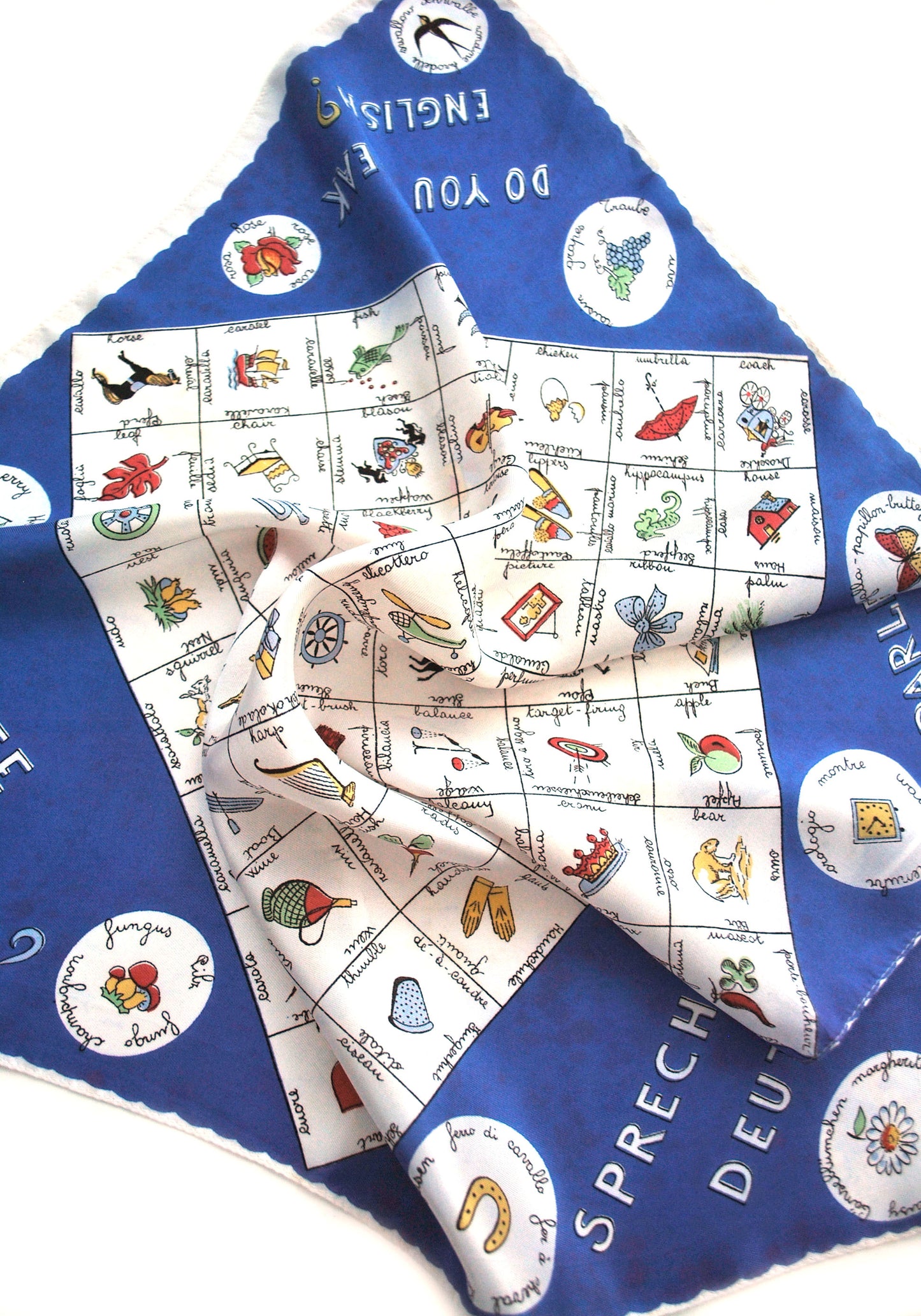 Vintage 50s Novelty Language Silk Scarf • Do You Speak English