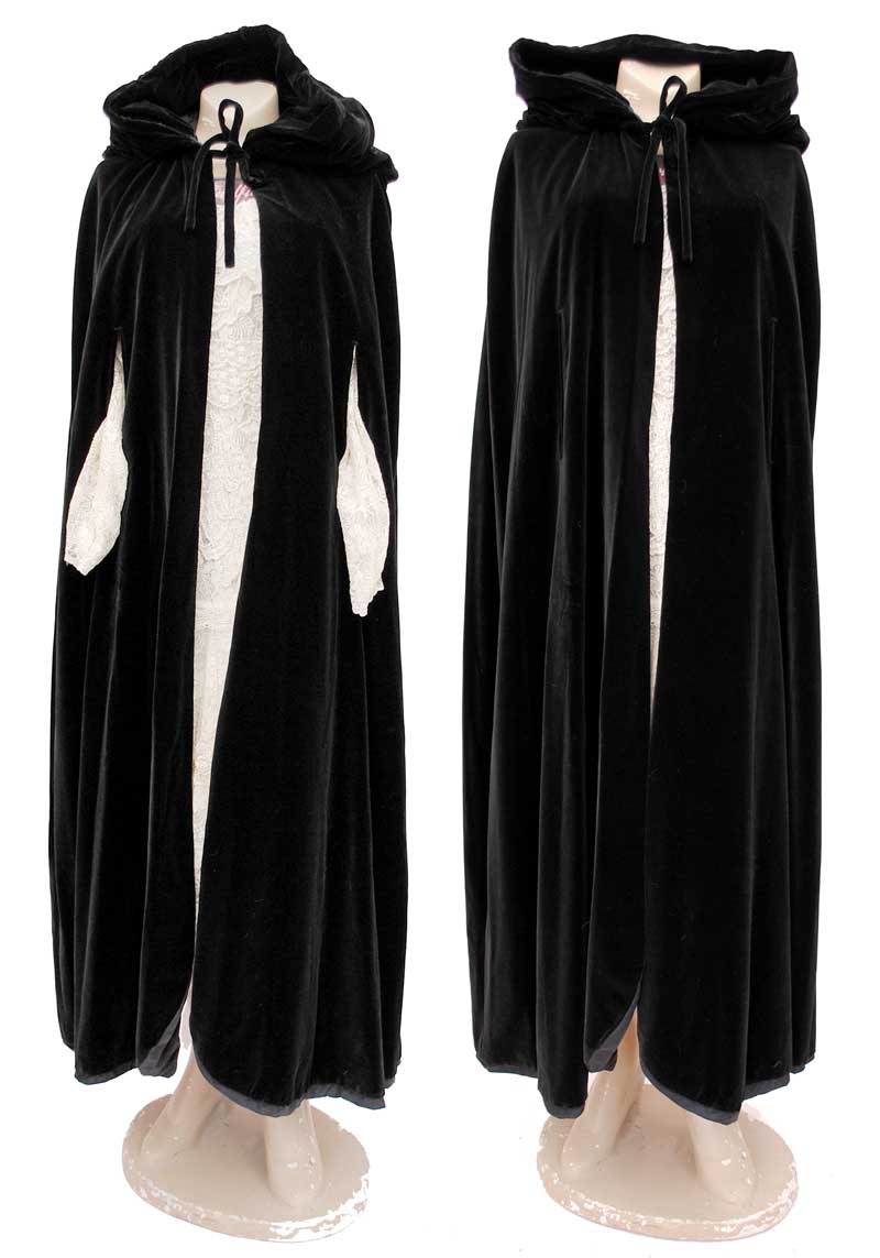 jet black luxurious velvet cape, vampire dracula cloak