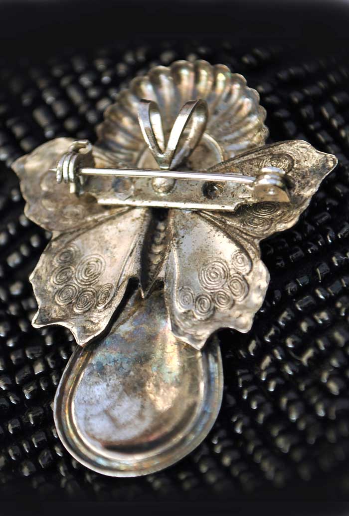 Vintage 70s Composite Angel Brooch Pin • Butterfly Wings • Faux Pearl