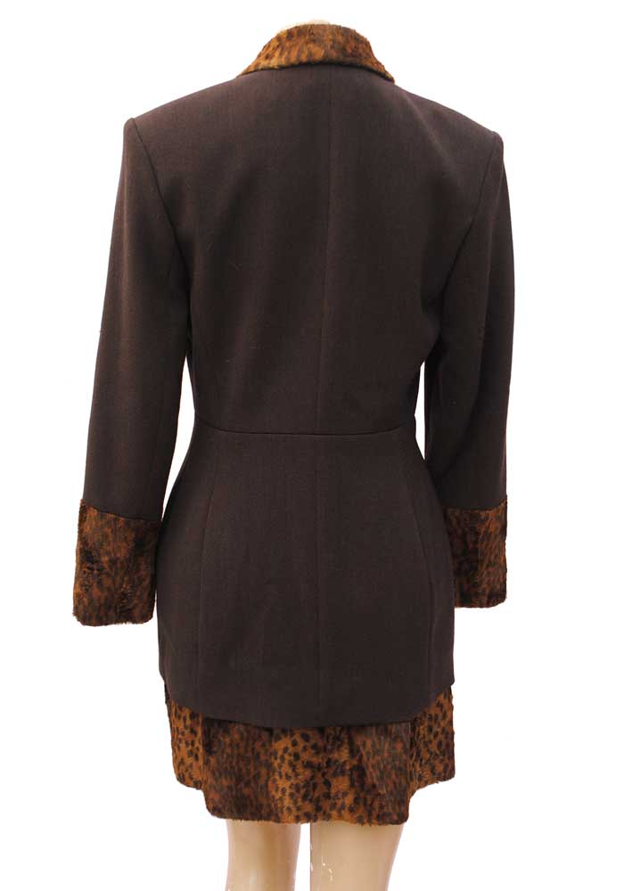 Vintage 90s LeopardPrint Faux Fur Skirt Suit • Jean Paul • Punk Power Suit