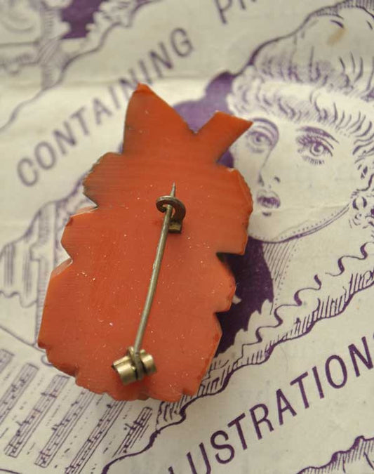 simichrome tested carved bakelite rose brooch